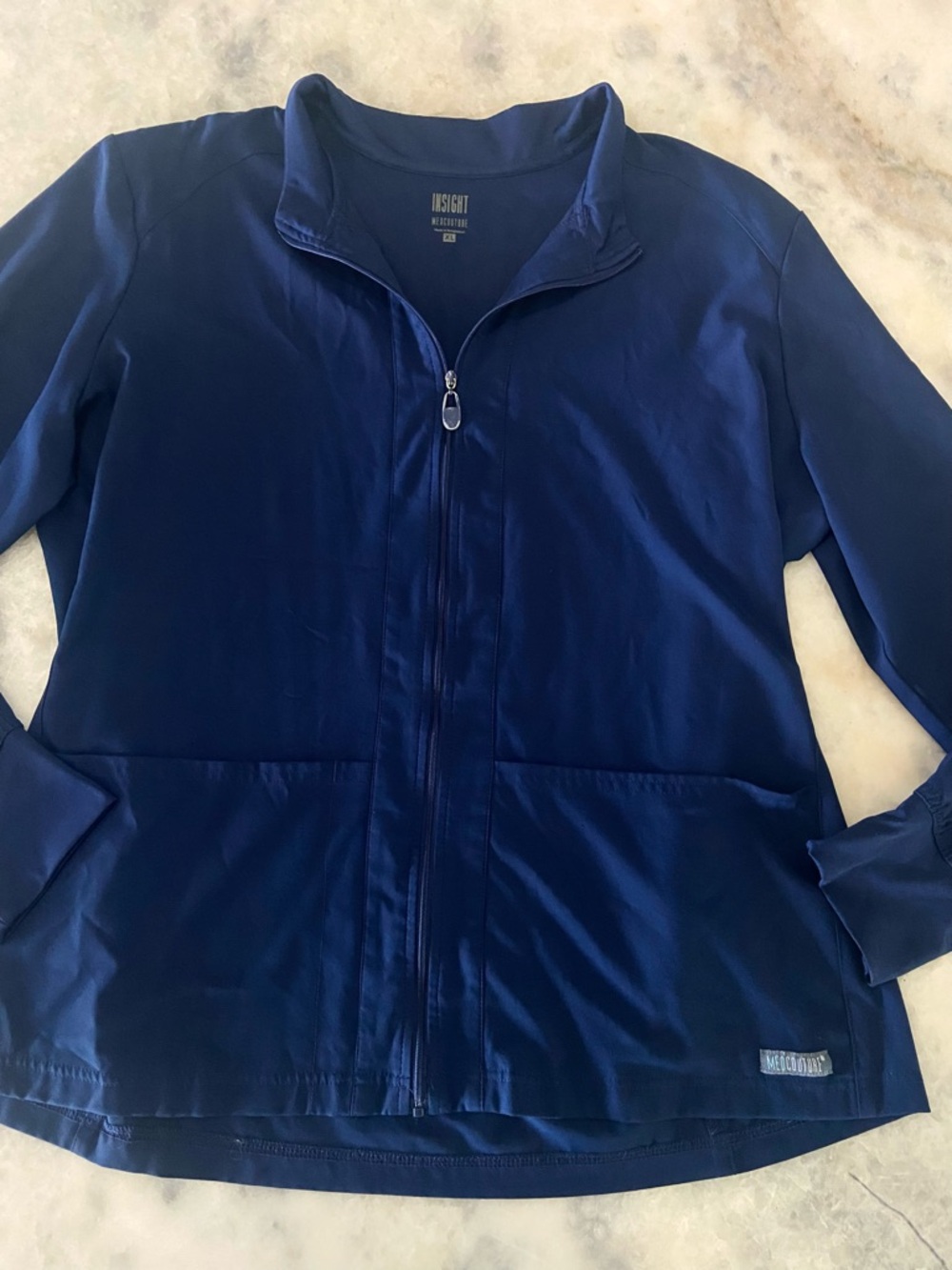 MED COUTURE Insight Navy blue Zip-Up Scrub Jacket Sz XL Women’s